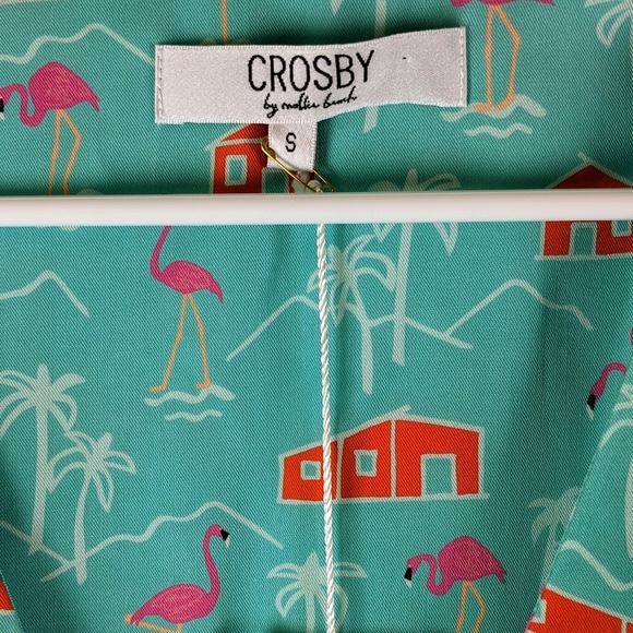 Crosby Flamingo Print Ruffle Top NWT - Picture 3 of 4